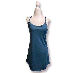 Blue satin silk dress slip